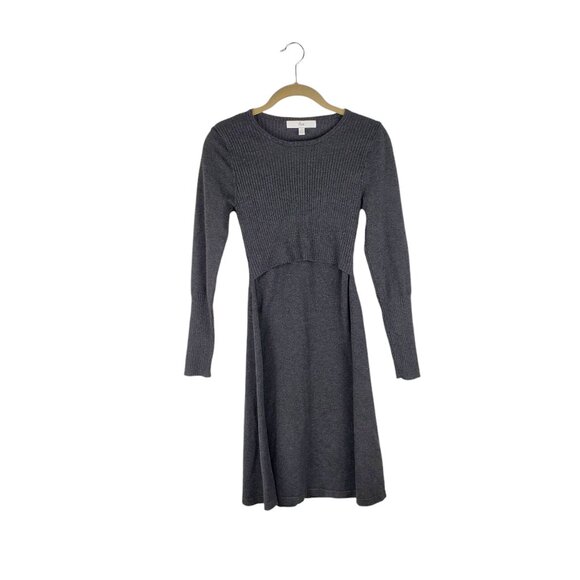 Ripe Molly Nursing Dress Gray Knit Long Sleeve Style K914 Womens Size Small - Picture 1 of 8